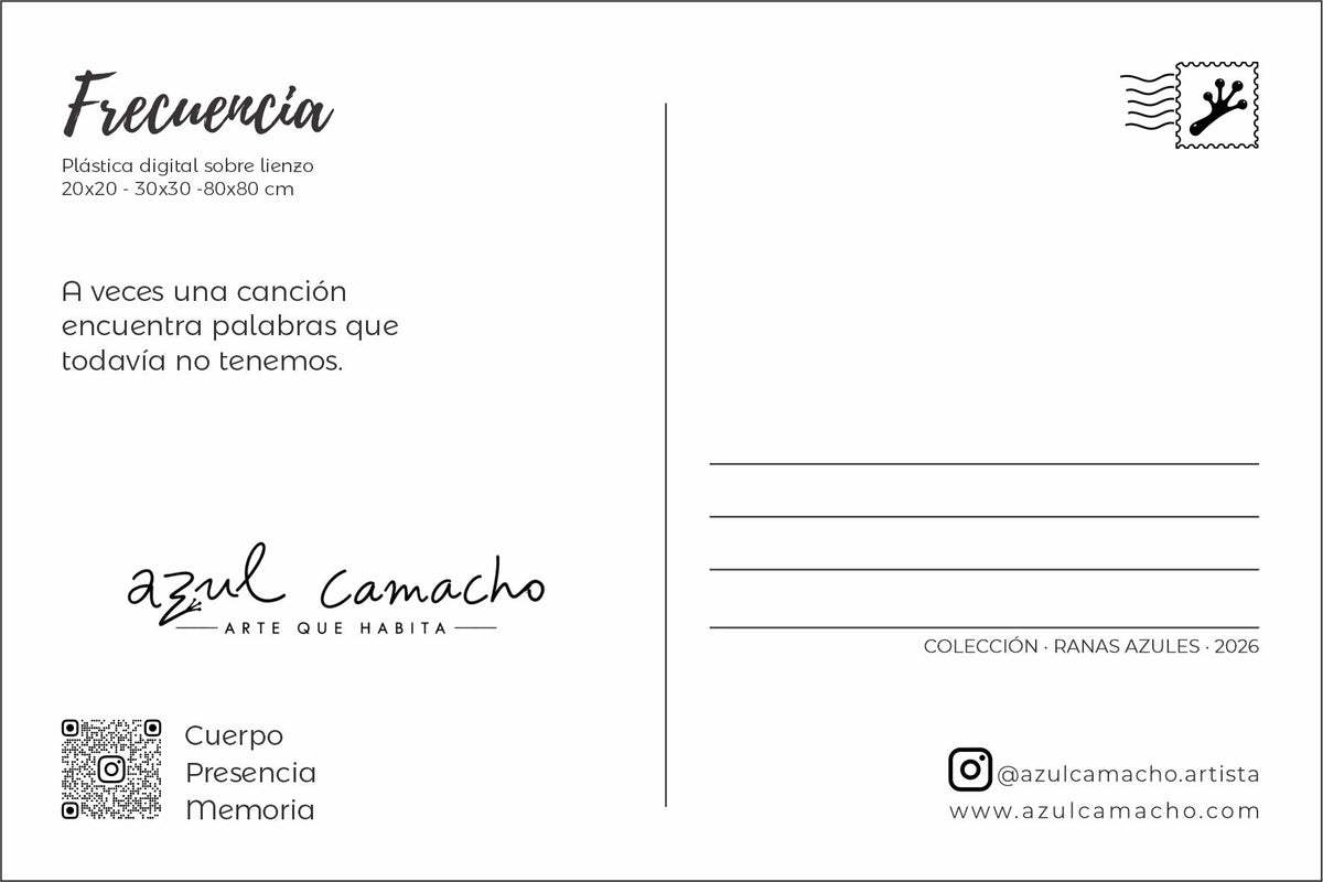 Reverso de la postal Frecuencia, colección Ranas Azules