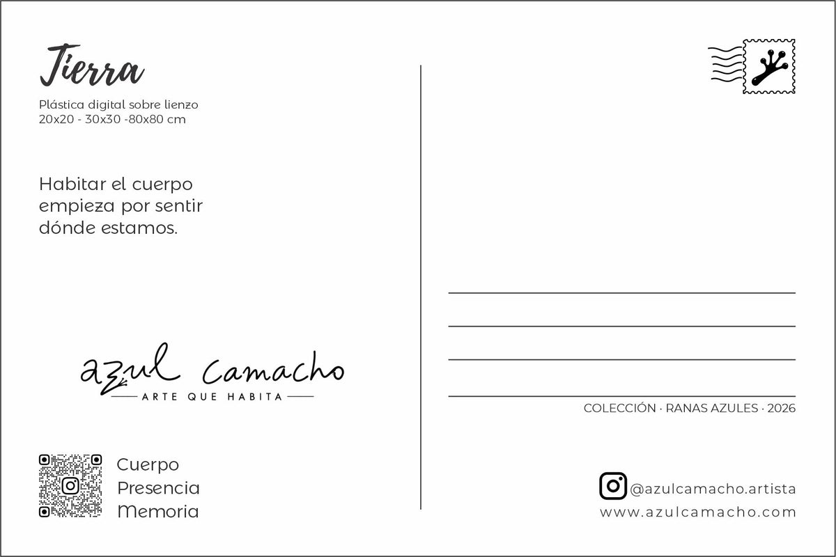 Reverso de la postal Tierra, colección Ranas Azules