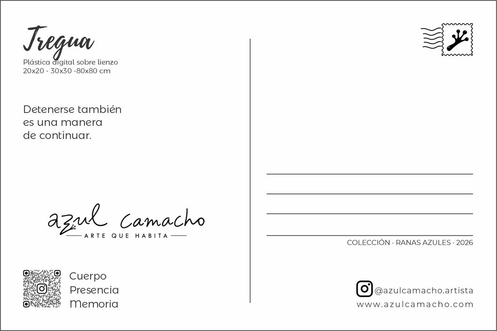 Reverso de la postal Tregua, colección Ranas Azules