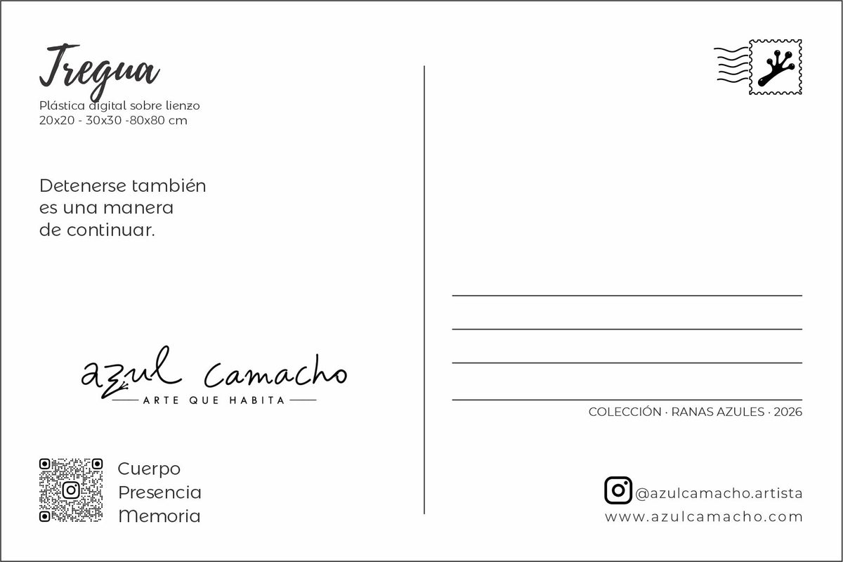 Reverso de la postal Tregua, colección Ranas Azules