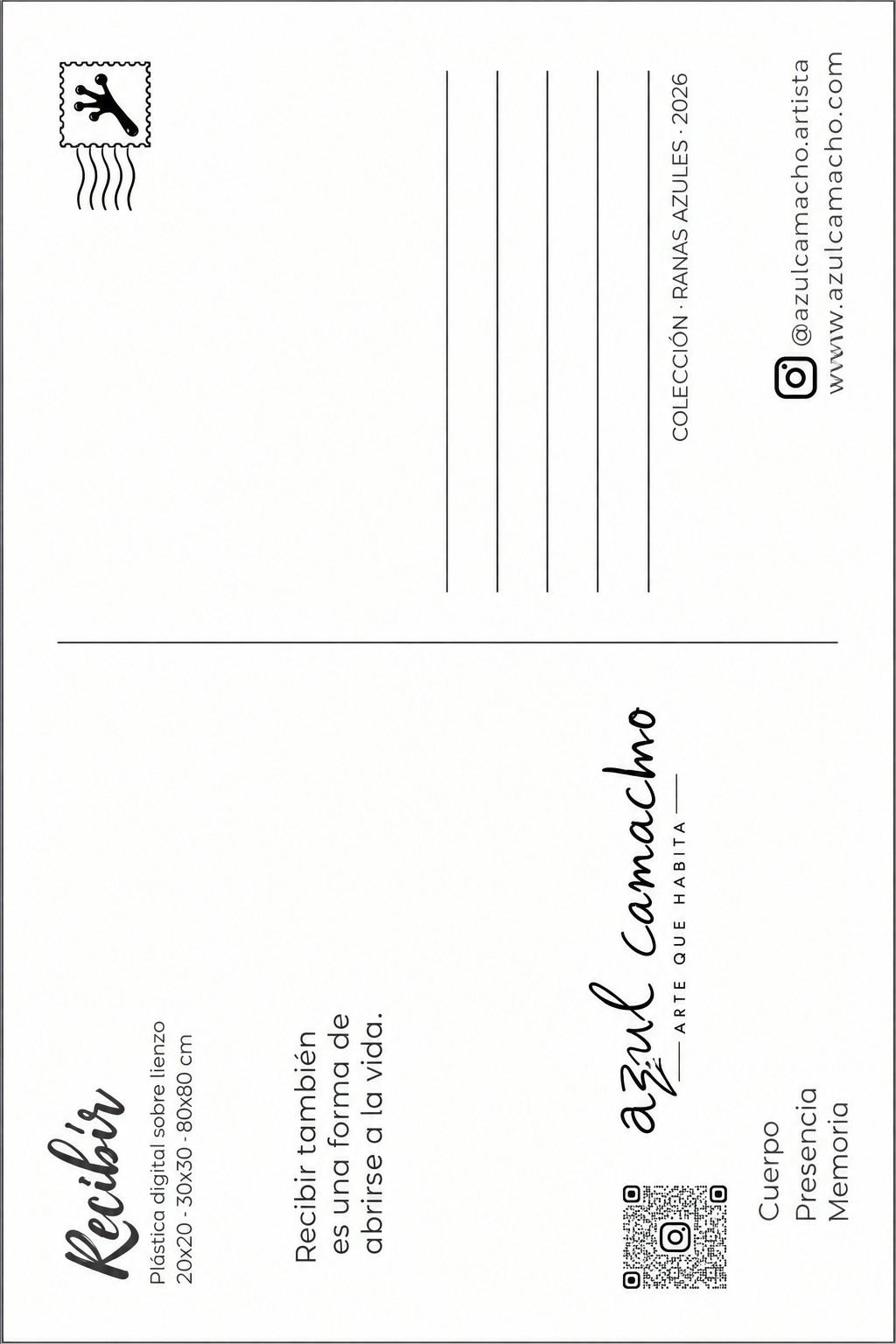 Reverso de la postal Recibir girado 90 grados