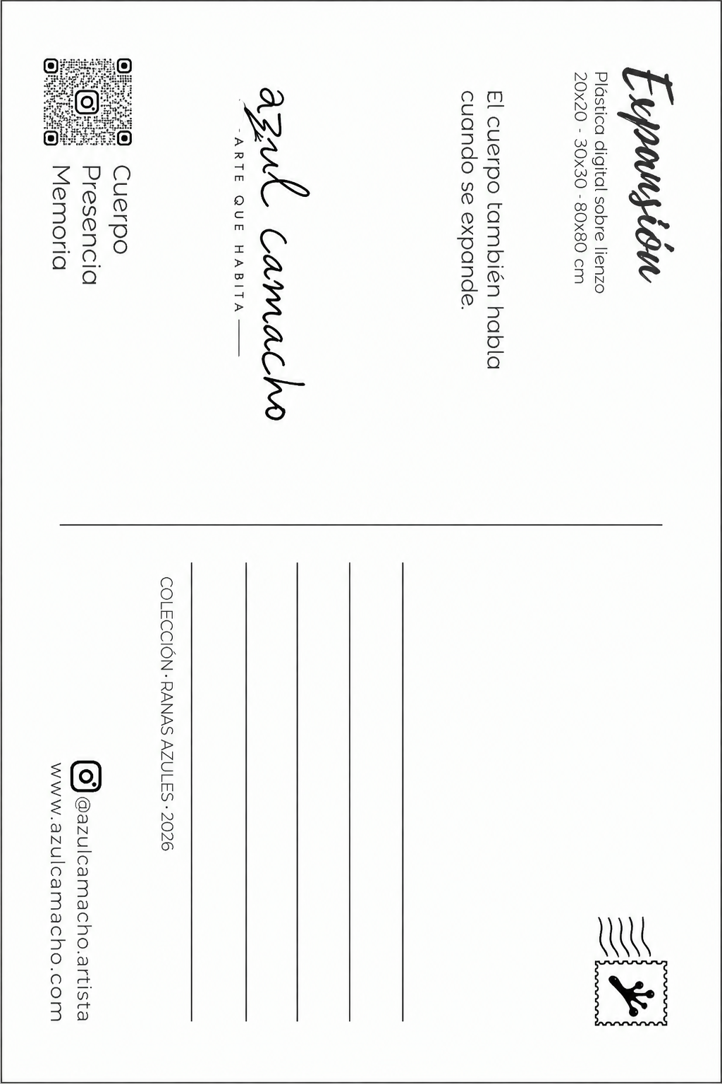 Reverso de la postal Expansión girado 90 grados