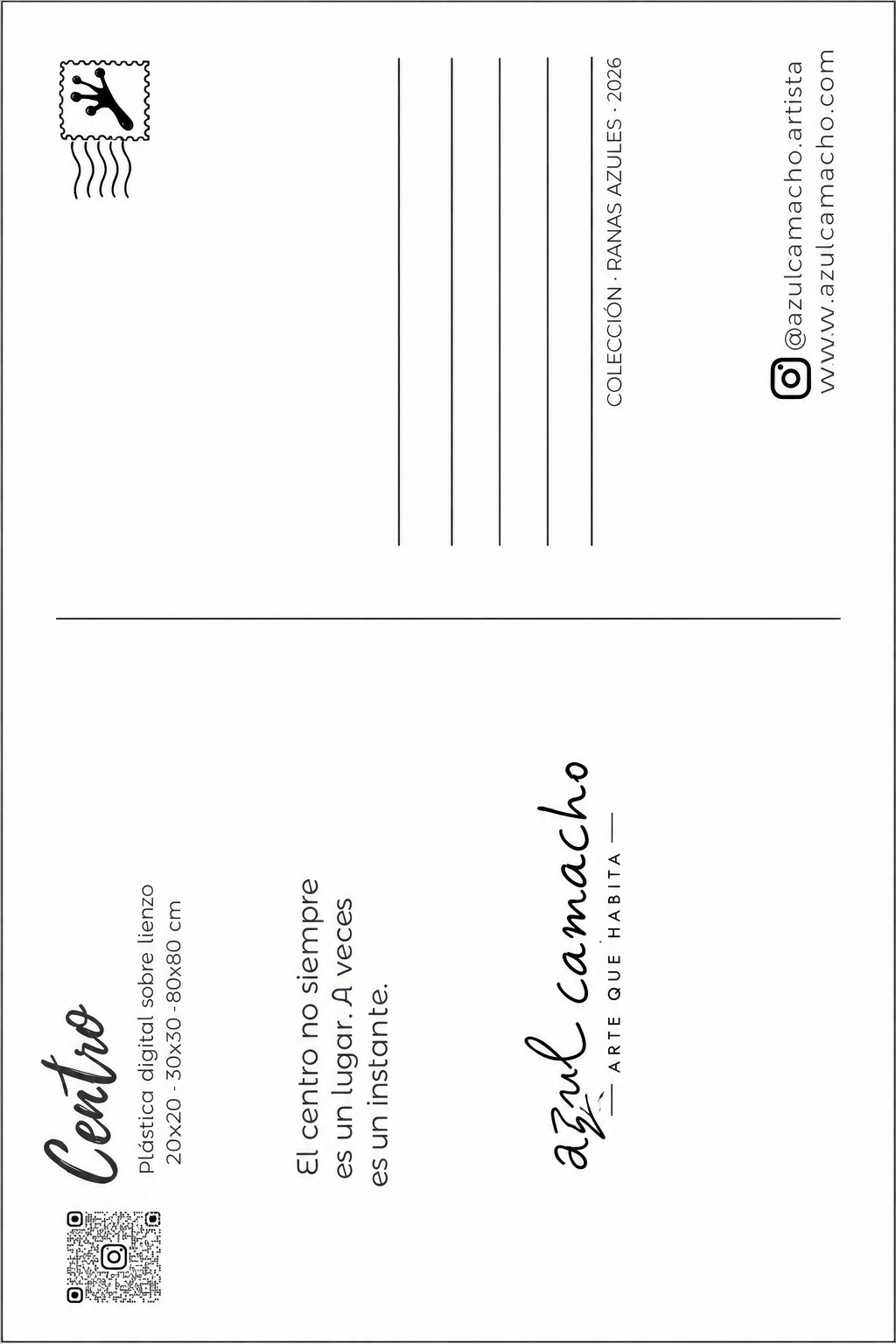 Reverso de la postal Centro girado 90 grados